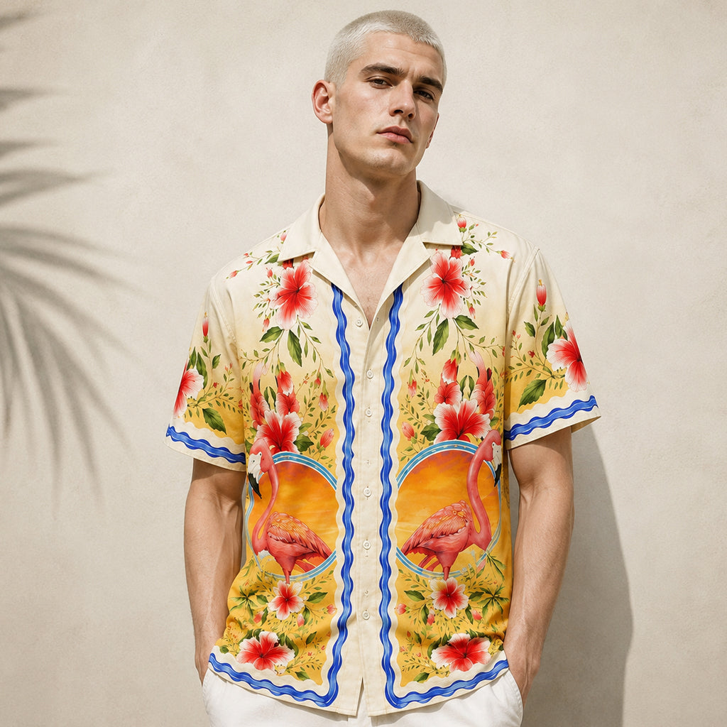Unisex Neon City Vibes Jason Flamingo 2026 Hawaiian Shirt for Gaming Fans – Moonbestprint