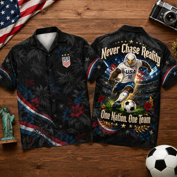 Unisex Never Chase Reality One Nation One Team Proud American Hawaiian Shirt for Patriotic Fans – Moonbestprint