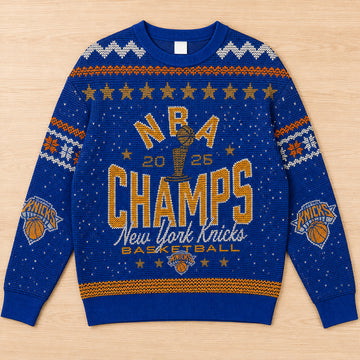Unisex New York Knicks 2026 Finals Champions Ugly Christmas Sweater for Basketball Fans – Moonbestprint