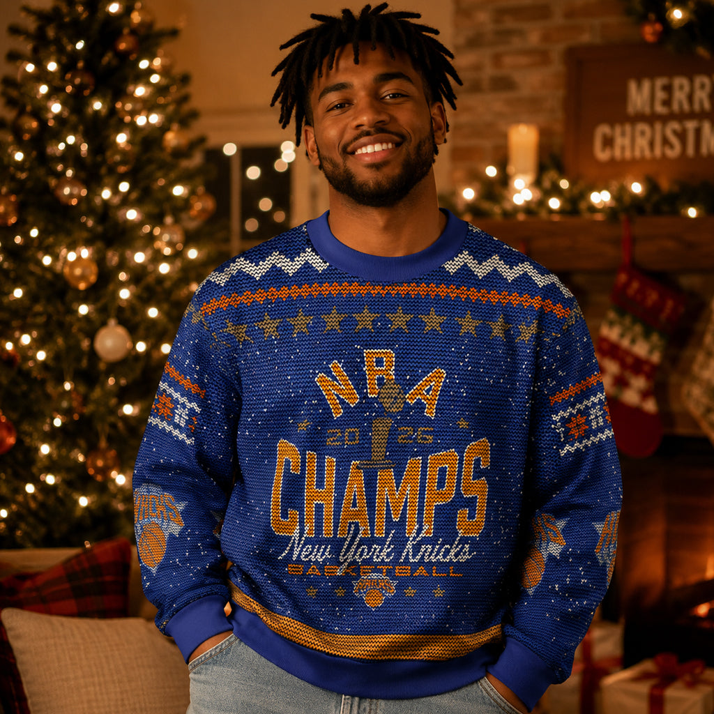 Unisex New York Knicks 2026 Finals Champions Ugly Christmas Sweater for Basketball Fans – Moonbestprint