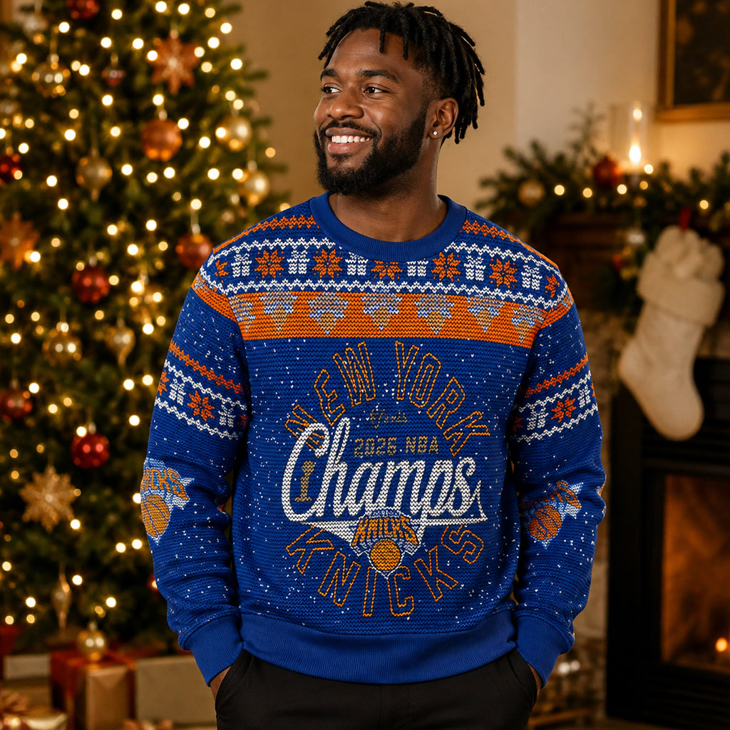 Unisex New York Knicks Champions 2026 Ugly Christmas Sweater for Basketball Fans – Moonbestprint