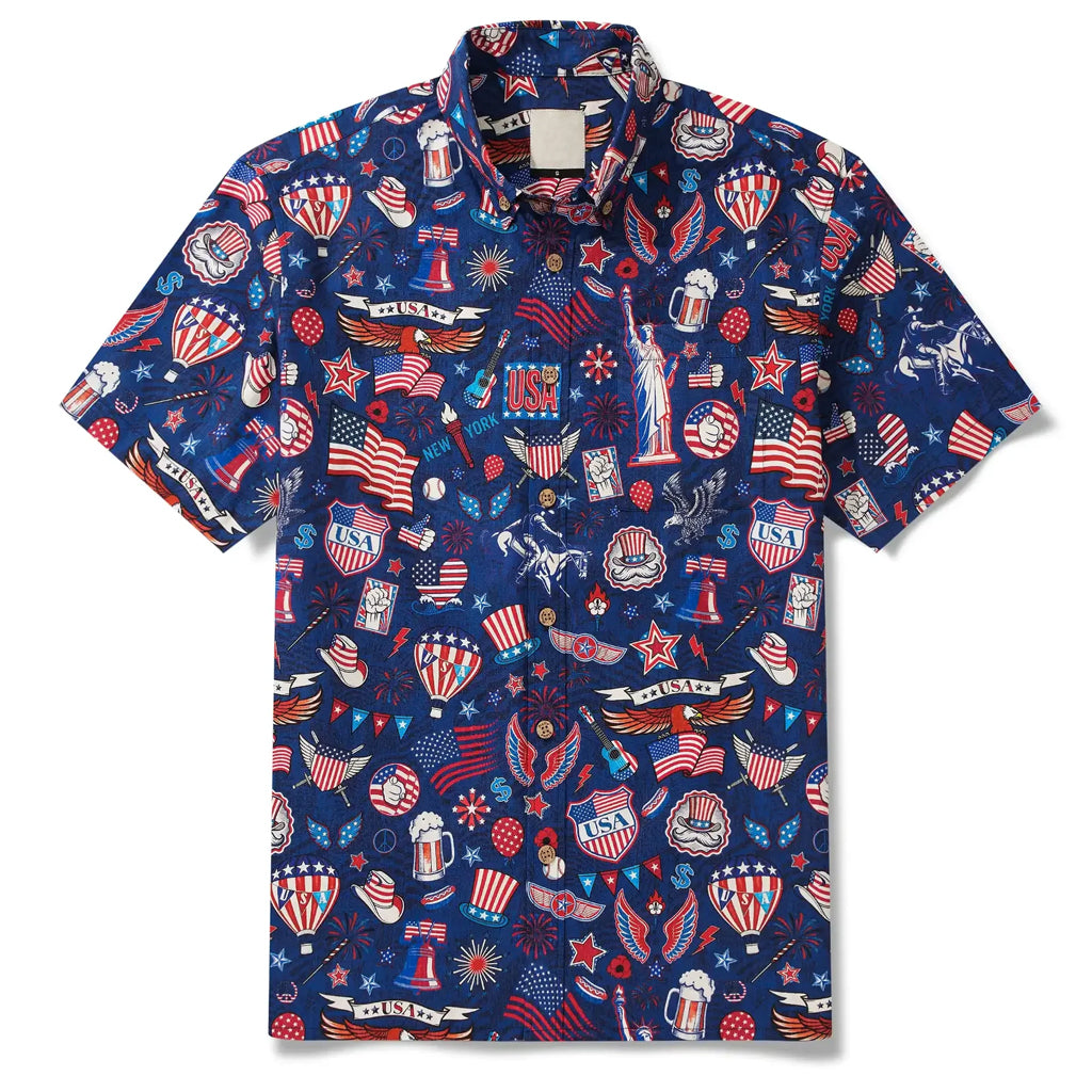 Unisex Patriotic Red White And Blue Atmosphere Hawaiian Shirt for Patriotic Fans – Moonbestprint