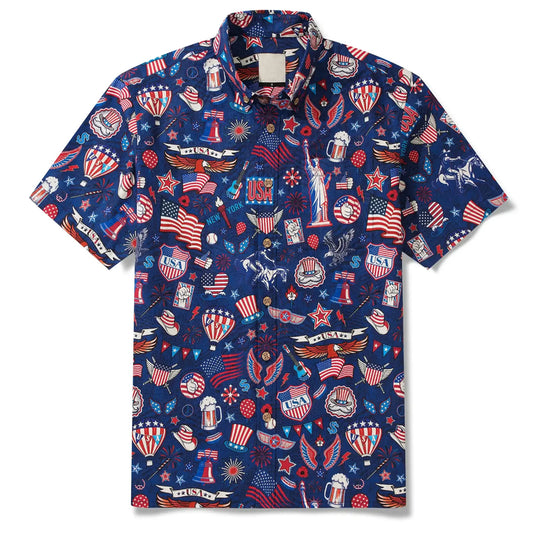 Unisex Patriotic Red White And Blue Atmosphere Hawaiian Shirt for Patriotic Fans – Moonbestprint