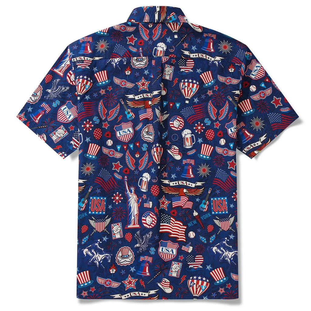 Unisex Patriotic Red White And Blue Atmosphere Hawaiian Shirt for Patriotic Fans – Moonbestprint