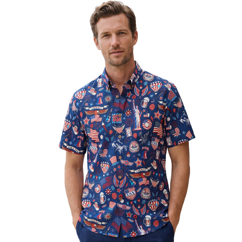 Unisex Patriotic Red White And Blue Atmosphere Hawaiian Shirt for Patriotic Fans – Moonbestprint