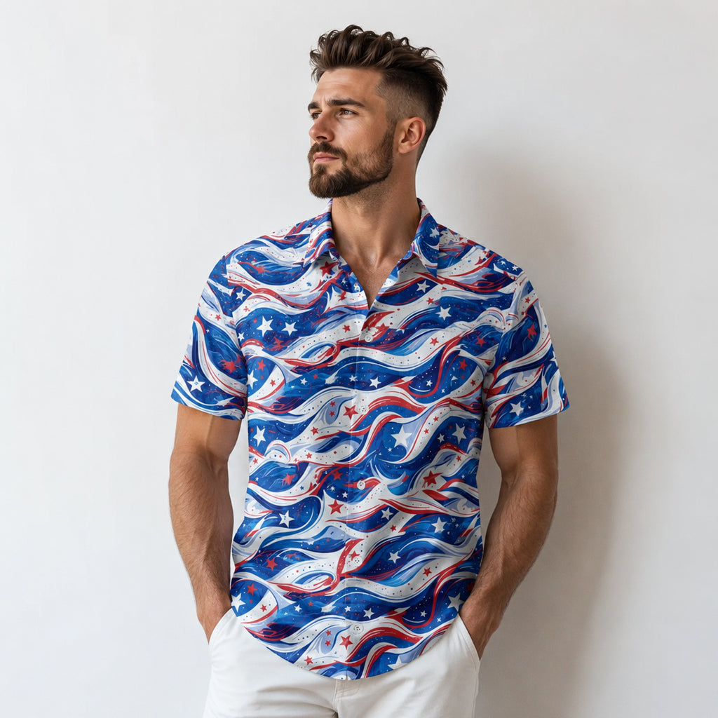 Unisex Patriotic Waves USA 1776-2026 Hawaiian Shirt for Patriotic Fans – Moonbestprint