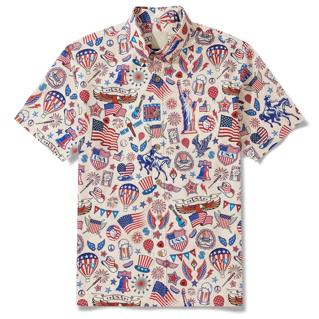 Unisex Red White And Blue Patriotic Ambiance Hawaiian Shirt for Patriotic Fans – Moonbestprint