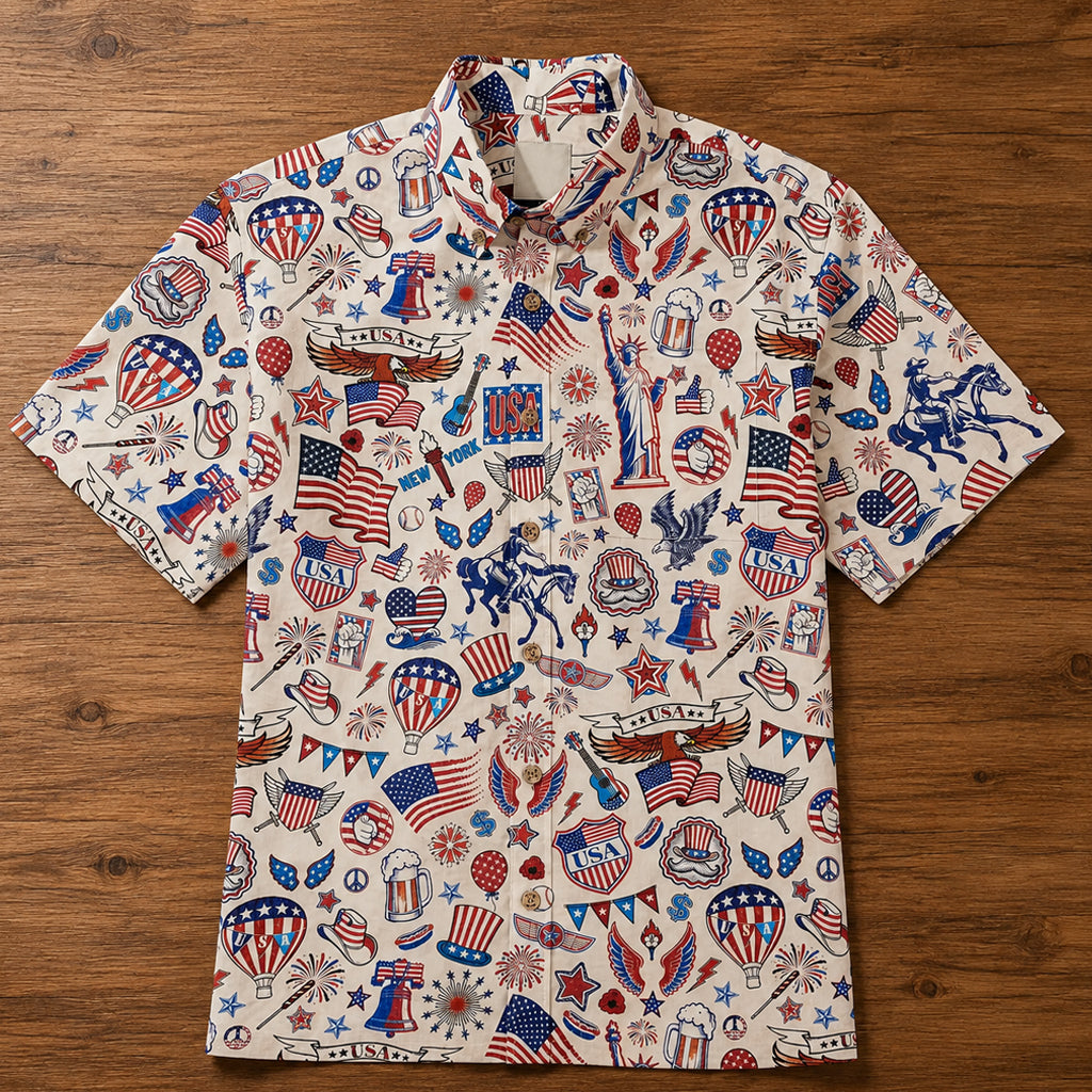 Unisex Red White And Blue Patriotic Ambiance Hawaiian Shirt for Patriotic Fans – Moonbestprint
