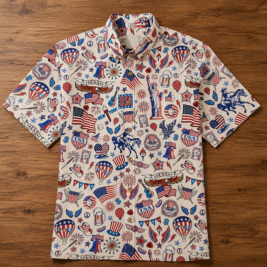 Unisex Red White And Blue Patriotic Ambiance Hawaiian Shirt for Patriotic Fans – Moonbestprint
