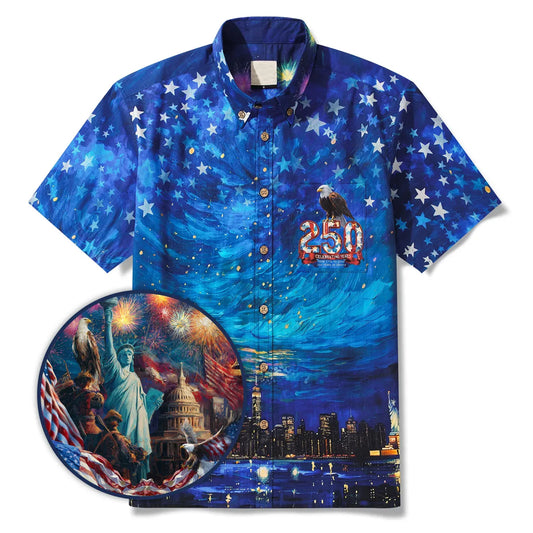 Unisex Starry Night Fireworks 250 Celebration Hawaiian Shirt for Patriotic Fans – Moonbestprint