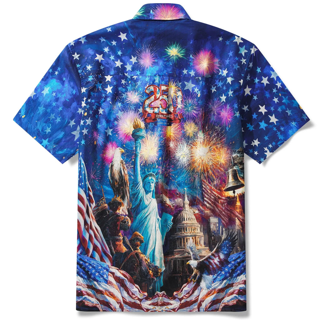 Unisex Starry Night Fireworks 250 Celebration Hawaiian Shirt for Patriotic Fans – Moonbestprint