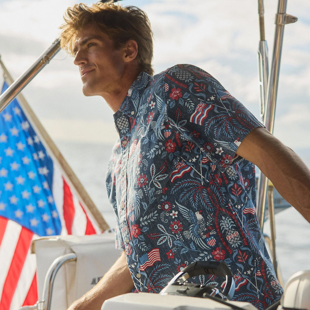 Unisex Summer Commemorative 2026 America Navy Hawaiian Shirt for Patriotic Fans – Moonbestprint