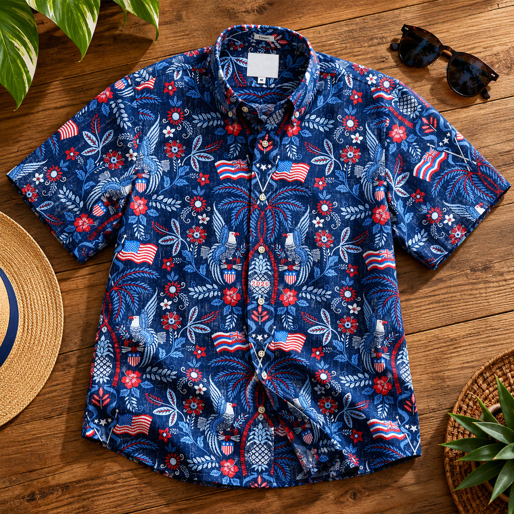 Unisex Summer Commemorative 2026 America Navy Hawaiian Shirt for Patriotic Fans – Moonbestprint