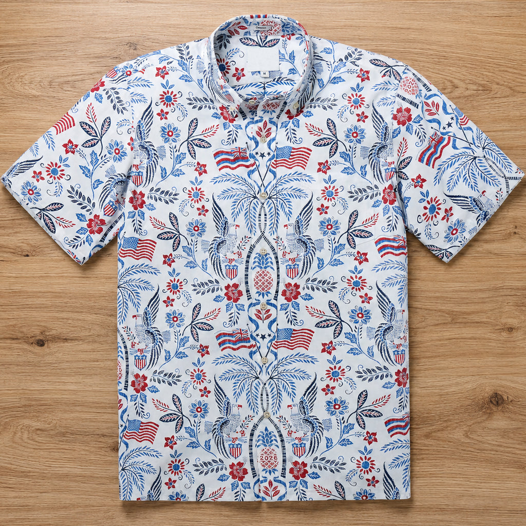 Unisex Summer Commemorative 2026 America White Hawaiian Shirt for Patriotic Fans – Moonbestprint
