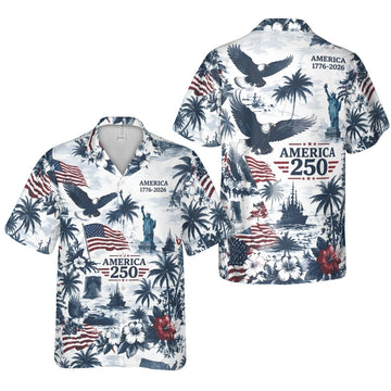 Unisex USA 1776-2026 Bald Eagle And Flag America 250 Patriotic Hawaiian Shirt for Patriotic Fans – Moonbestprint