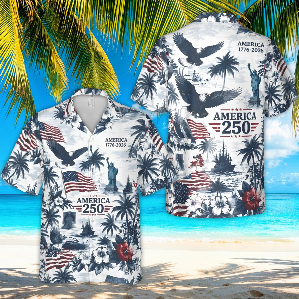 Unisex USA 1776-2026 Bald Eagle And Flag America 250 Patriotic Hawaiian Shirt for Patriotic Fans – Moonbestprint