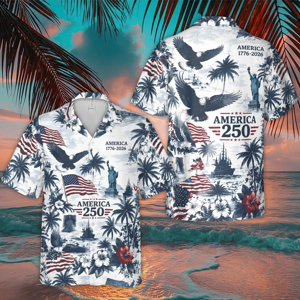Unisex USA 1776-2026 Bald Eagle And Flag America 250 Patriotic Hawaiian Shirt for Patriotic Fans – Moonbestprint