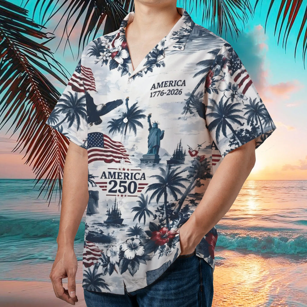 Unisex USA 1776-2026 Bald Eagle And Flag America 250 Patriotic Hawaiian Shirt for Patriotic Fans – Moonbestprint