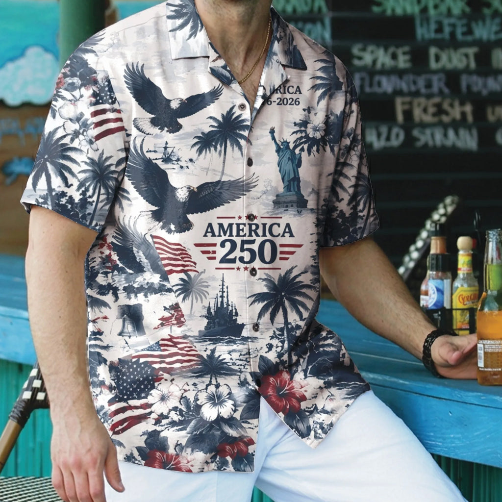 Unisex USA 1776-2026 Bald Eagle And Flag America 250 Patriotic Hawaiian Shirt for Patriotic Fans – Moonbestprint