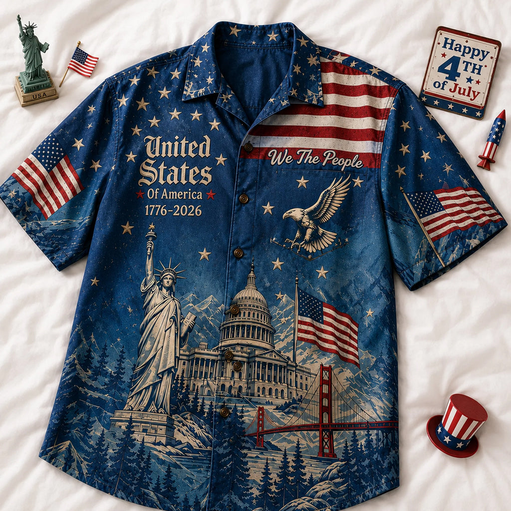 Unisex United States Of America 1776-2026 Land Of The Free Hawaiian Shirt for Patriotic Fans – Moonbestprint