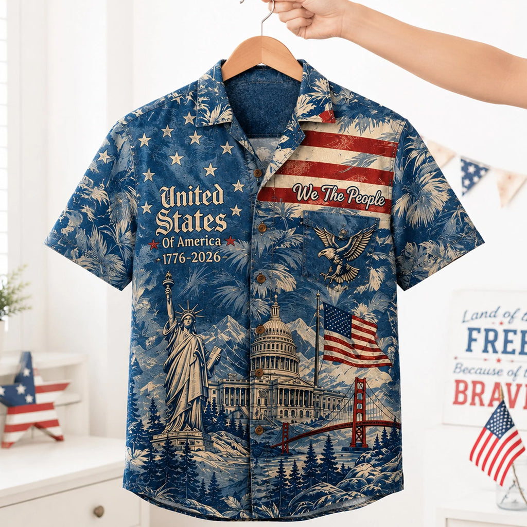 Unisex United States Of America 1776-2026 Land Of The Free Hawaiian Shirt for Patriotic Fans – Moonbestprint