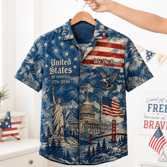 Unisex United States Of America 1776-2026 Land Of The Free Hawaiian Shirt for Patriotic Fans – Moonbestprint