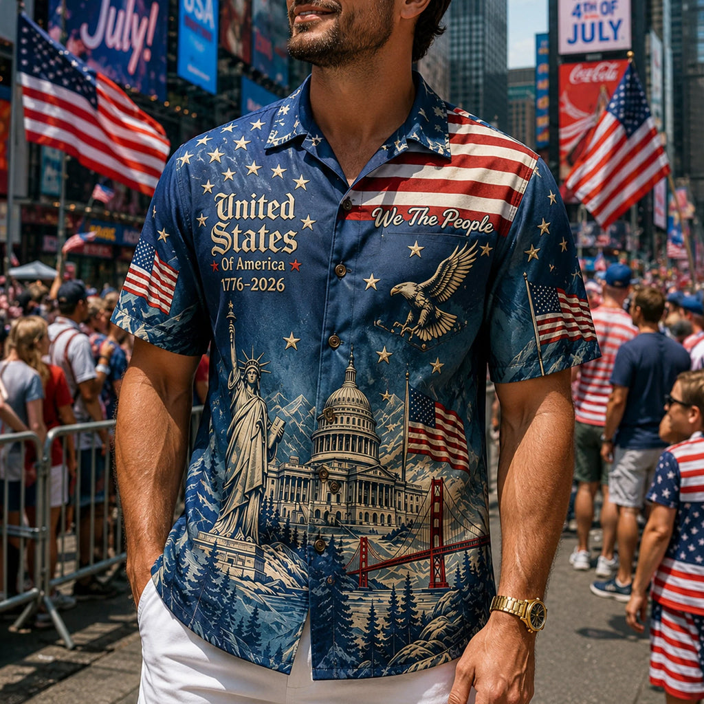 Unisex United States Of America 1776-2026 Land Of The Free Hawaiian Shirt for Patriotic Fans – Moonbestprint