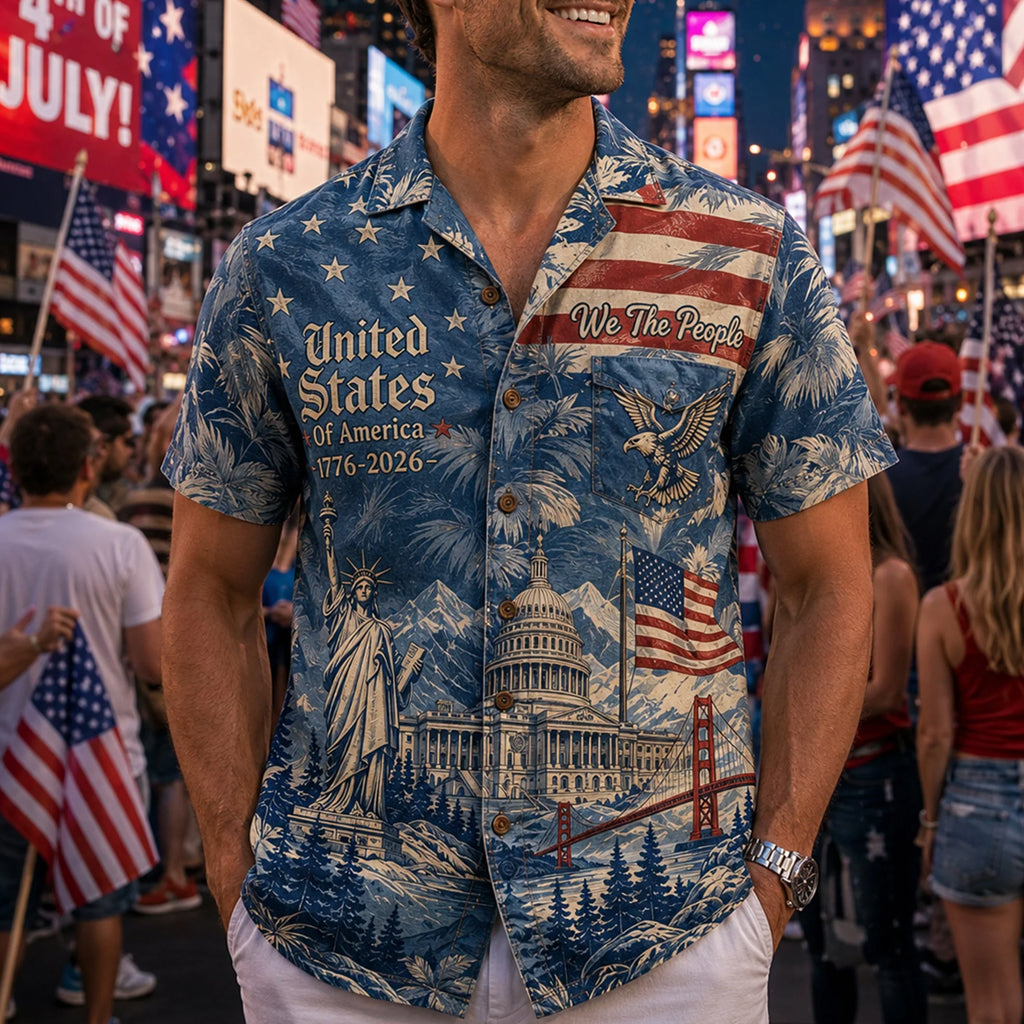 Unisex United States Of America 1776-2026 Land Of The Free Hawaiian Shirt for Patriotic Fans – Moonbestprint