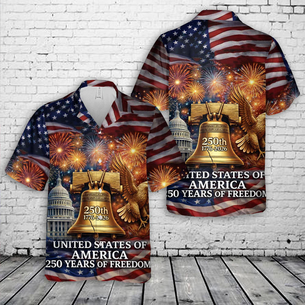 United States of America 250 Years of Freedom Hawaiian Shirt - Moonbestprint