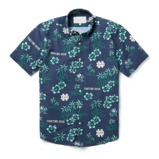University of Notre Dame Kekai Performance Navy Hawaiian Shirt - Moonbestprint