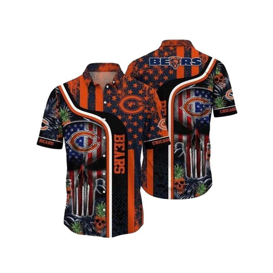 Urban Jungle Skull Halloween Chicago Bears Hawaiian Shirt - Moonbestprint