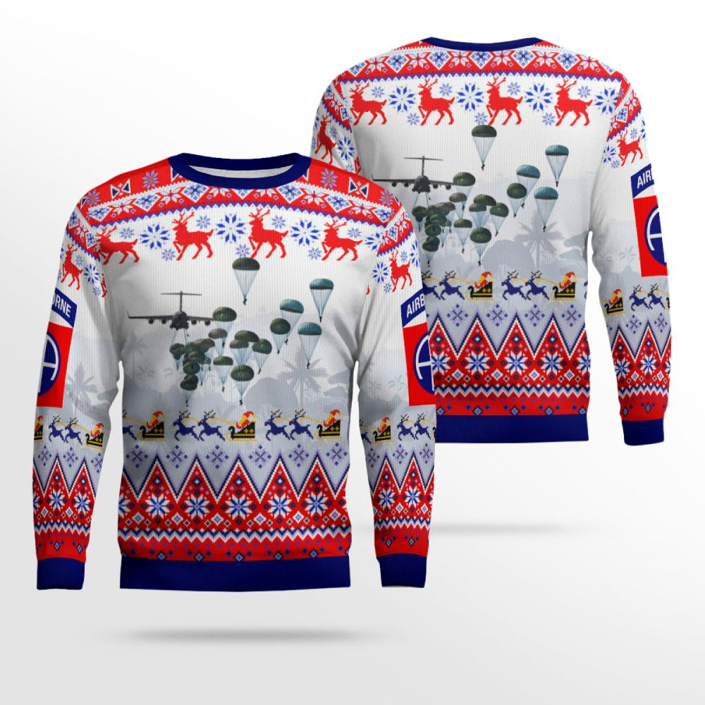 Us Army Paratroopers With The 82Nd Airborne Division Parachute Red Ugly Christmas Sweater – Moonbestprint