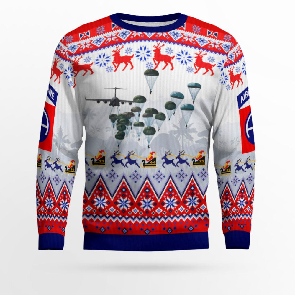 Us Army Paratroopers With The 82Nd Airborne Division Parachute Red Ugly Christmas Sweater – Moonbestprint
