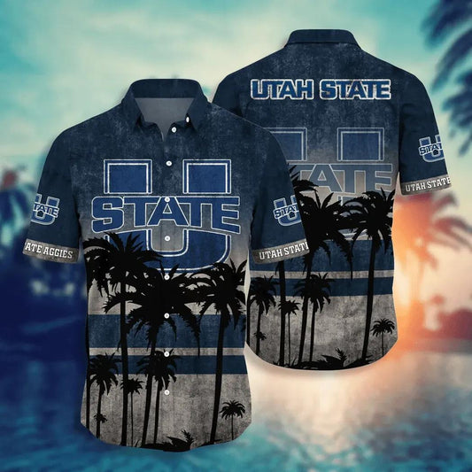 Utah State Aggies Aloha Hawaiian Shirt, NCAA Hawaiian Shirt Moonbestprint