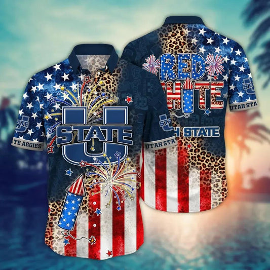 Utah State Aggies NCAA Aloha Hawaiian Shirt, NCAA Hawaiian Shirt Moonbestprint