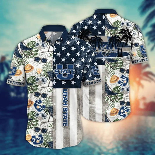 Utah State Aggies NCAA Flower Aloha Hawaiian Shirt 10, NCAA Hawaiian Shirt Moonbestprint