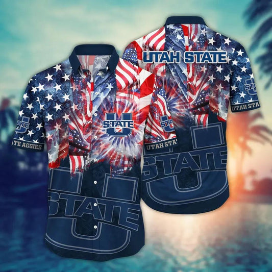 Utah State Aggies NCAA Flower Aloha Hawaiian Shirt 12, NCAA Hawaiian Shirt Moonbestprint
