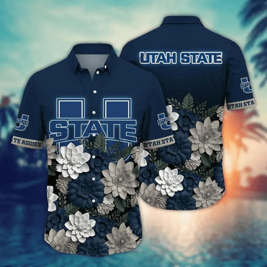 Utah State Aggies NCAA Flower Aloha Hawaiian Shirt 13, NCAA Hawaiian Shirt Moonbestprint