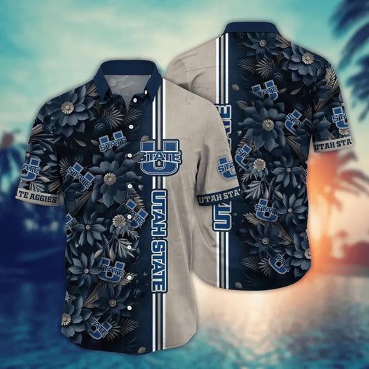 Utah State Aggies NCAA Flower Aloha Hawaiian Shirt 3, NCAA Hawaiian Shirt Moonbestprint