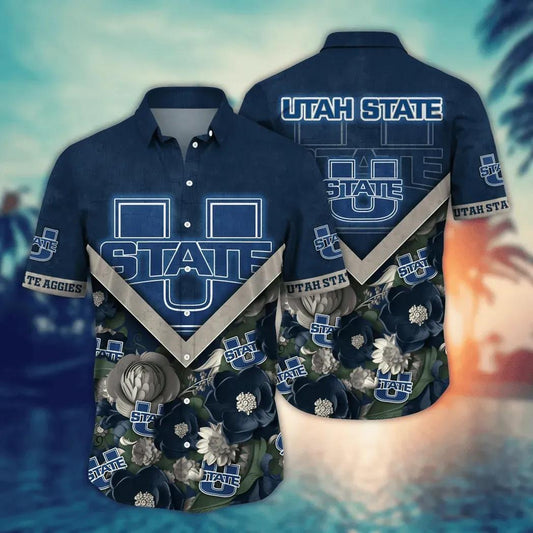 Utah State Aggies NCAA Flower Aloha Hawaiian Shirt 4, NCAA Hawaiian Shirt Moonbestprint