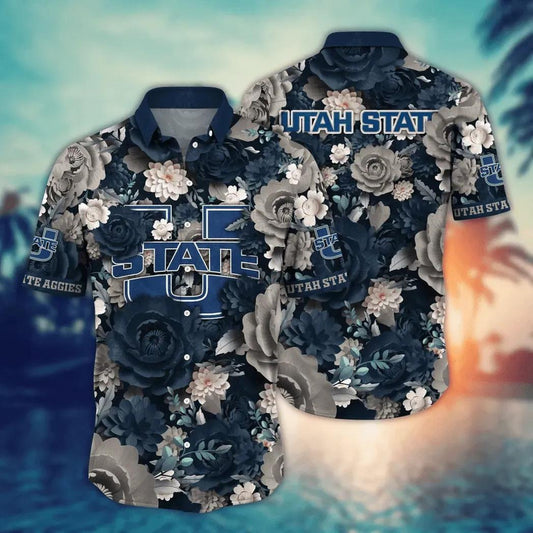 Utah State Aggies NCAA Flower Aloha Hawaiian Shirt 5, NCAA Hawaiian Shirt Moonbestprint