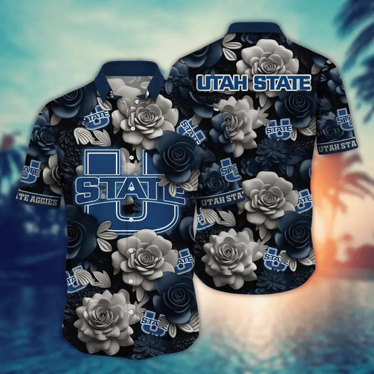 Utah State Aggies NCAA Flower Aloha Hawaiian Shirt 7, NCAA Hawaiian Shirt Moonbestprint