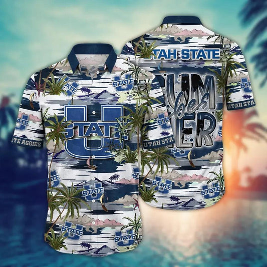 Utah State Aggies NCAA Flower Aloha Hawaiian Shirt 8, NCAA Hawaiian Shirt Moonbestprint