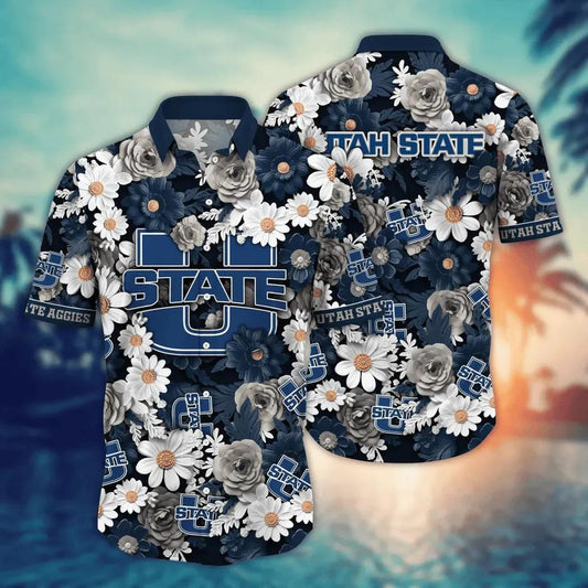 Utah State Aggies NCAA Flower Aloha Hawaiian Shirt 9, NCAA Hawaiian Shirt Moonbestprint