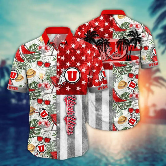 Utah Utes NCAA Flower Aloha Hawaiian Shirt 11, NCAA Hawaiian Shirt Moonbestprint