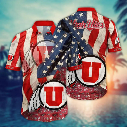 Utah Utes NCAA Flower Aloha Hawaiian Shirt 12, NCAA Hawaiian Shirt Moonbestprint