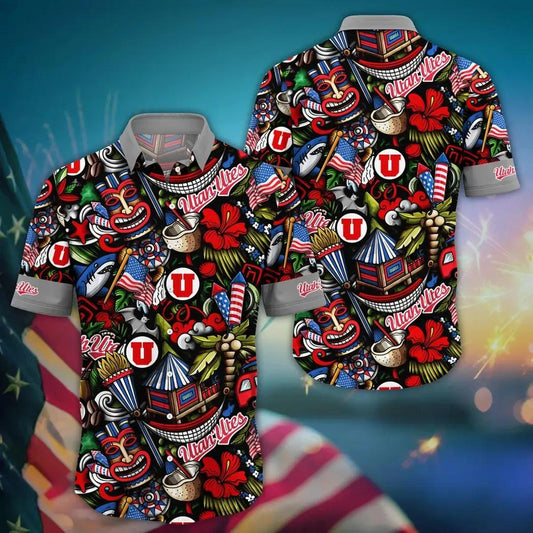 Utah Utes NCAA Flower Aloha Hawaiian Shirt 14, NCAA Hawaiian Shirt Moonbestprint