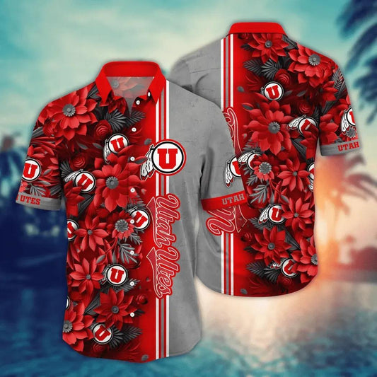Utah Utes NCAA Flower Aloha Hawaiian Shirt 3, NCAA Hawaiian Shirt Moonbestprint