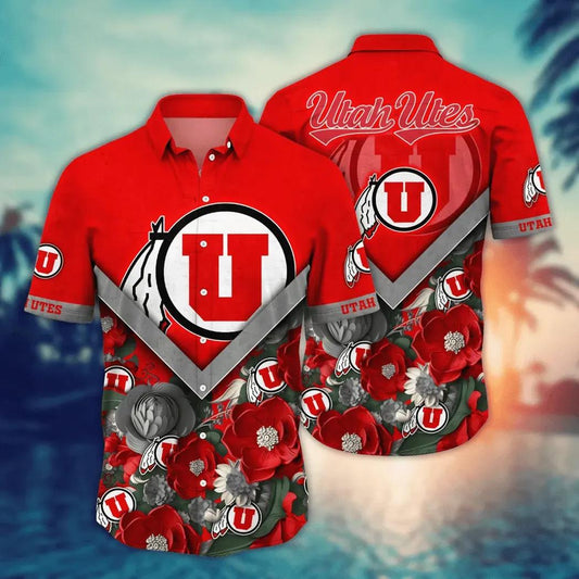 Utah Utes NCAA Flower Aloha Hawaiian Shirt 4, NCAA Hawaiian Shirt Moonbestprint