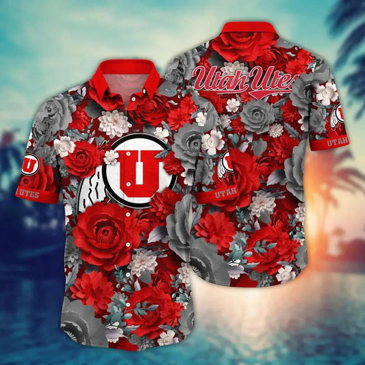 Utah Utes NCAA Flower Aloha Hawaiian Shirt 5, NCAA Hawaiian Shirt Moonbestprint
